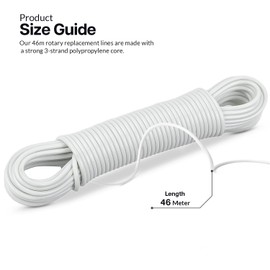 Replacement Rotary Washing Line Rope 46M/150ft Long Outdoor Clothes Line Sturdy, Durable and Weather Resistant | 2.8mm Thick PVC Washing Line