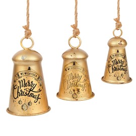 Kyoryuger Christmas Bells Set of 4 Gothic Cow Bell Christmas Decor Ornaments for Christmas Tree Christmas Wreath Hanging Decorative Bells for Doors Walls Windows Rustic Cow Bells Black