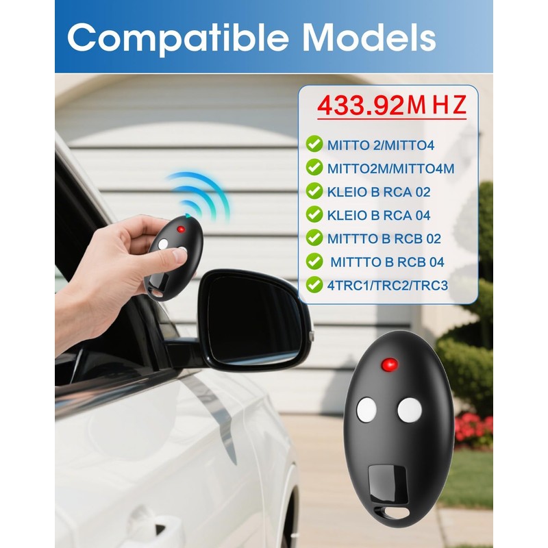 1 x Garage Door Remote Control 433.92 MHz Compatible with