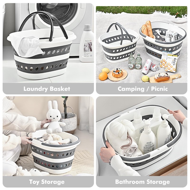 Collapsible Laundry Baskets with Handles 4.2Gallon Heavy Duty Laundry Basket