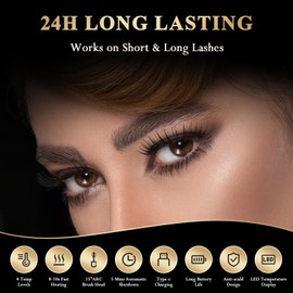 Heated Eyelash Curler Heated Lash Curler 24 Hours Long Lasting Electric Eyelash Curler Fast Heat Up Within 10s Heat Eye lash curlers for Women Rechargeable Type-C 4 Heating Modes