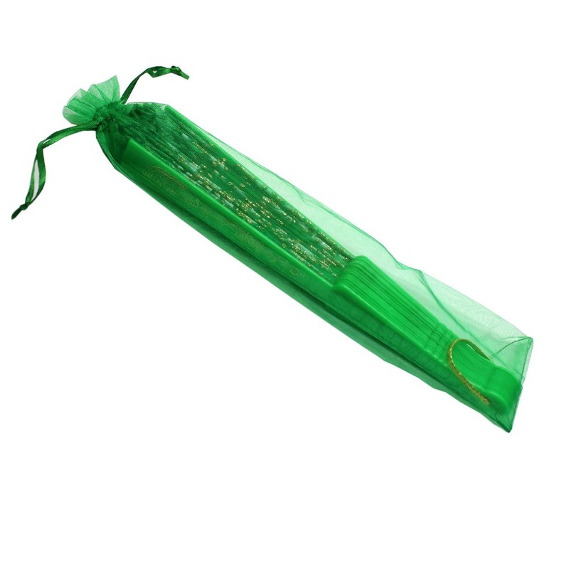 Newstarfactory Lace Flowers Design Plastic Folding Hand Held Fan (Green)