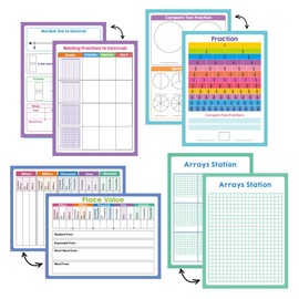 Lachilly Double Sided Dry Erase Handwriting Practice Boards Fractions Learning Place Value from Billions to Decimal Numbers Math Grid Manipulative Lapboard for Students