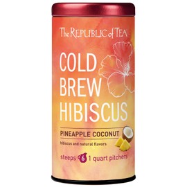 The Republic of Tea – Cold Brew Hibiscus Pineapple Coconut Iced Tea, Large Herbal Iced Tea Pouches, Steeps Six One-Quart Pitchers