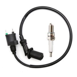 Hoypeyfiy GY6 Racing Ignition Coil with A7TC Spark Plug Replacement for Chinese 50cc 80cc 90cc 110cc 125cc 150cc GY6 139QMB 152QMI 157QMJ Moped Scooter ATV Go Kart Pit Dirt Bike