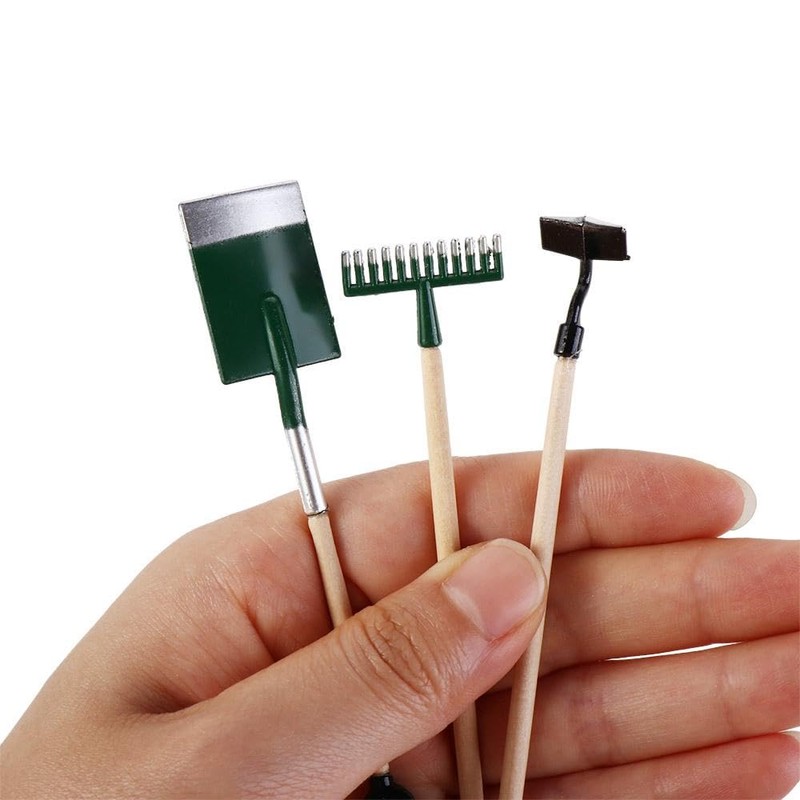 Miniature Dollhouse Garden Tools 3PCS Mini Doll House Working Accessories,