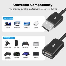 Duttek USB A Splitter Cable 1FT/30cm, USB Power Splitter Cable, USB Splitter 1 in 3 Out Extender Cord Support Charg and Data Transfer for Car, Laptop, MacBook, USB Keyboard, Flash Drive (1 in 3 Out)