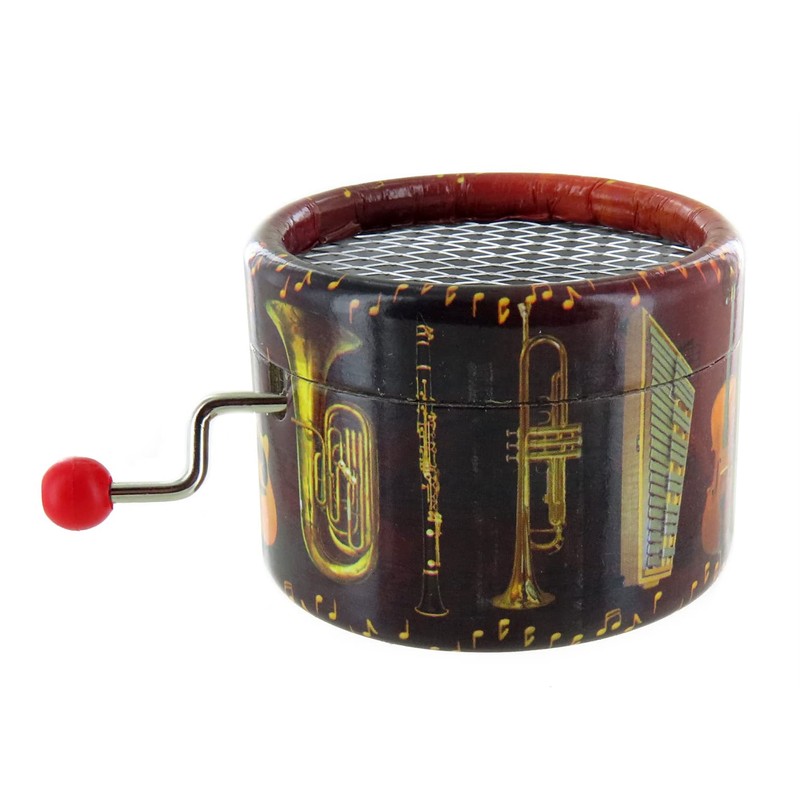 Lutèce Créations Round hand-cranked musical box/music box made of reinforced