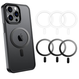 Aothey Universal Metal Rings Compatible with Magnetic Sticker,Magnetic Ring for Phone Cases & Wireless Charging，Anti-Rotation (3 Black & 3 White)