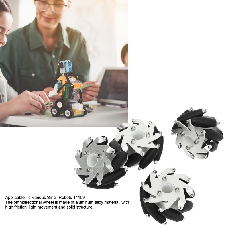 4Pcs 60mm Omnidirectional Wheel Aluminum Alloy Omni Directional Wheel Set