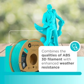 Polymaker ASA Filament 1.75mm Polymaker Teal, 1kg ASA 3D Printing Filament, Heat & Weather Resistant - ASA 3D Printer Filament Perfect for Printing Outdoor Functional Parts