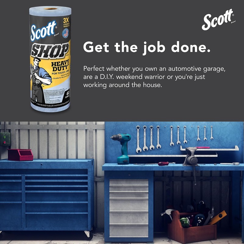 Scott Shop Original Heavy Duty Towels (32992), Blue, Cloth-like Paper