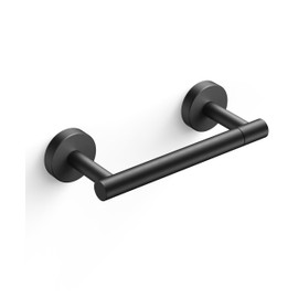 FORIOUS Toilet Roll Holder, Wall Mount Rustproof Stainless Steel Double Post Pivoting Design, Bathroom Roll Holder, Matte Black