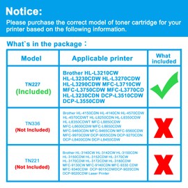 LCL Compatible Toner Cartridge Replacement for Brother TN227 TN223 TN-227 TN-223 TN227C TN223C TN-227C 2300 Pages HL-L3210CW HL-L3230CDW HL-L3270CDW HL-L3290CDW MFC-L3710CW MFC-L3750CDW (1-Pack Cyan)