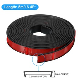 uxcell U-Shape Edge Banding, 16.4ft Self-Adhesive U Channel Edge Protector TPE Flexible Furniture Edge Protector Veneer Edging Trim for Cabinet Table Shelves (22mm, Black)