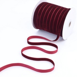 Burgundy Velvet Ribbon 3/8'' 10 Yards Fabric Ribbon Maroon Ribbon Trim Single Face Spool Satin for Gift Wrapping Bow Making Christmas Decoration