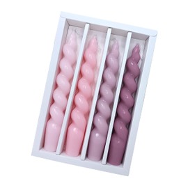 Pink Spiral Taper Candles Stick - Twisted Candles 7.5 inch - Gradient Color Taper Candles Unscented for Home Decor, Relaxation & All Occasions (4 PCS)
