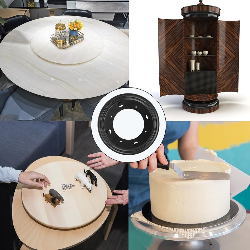 Biugaaufai 8 Pack 8 Inch Black Round Lazy Susan Turntable