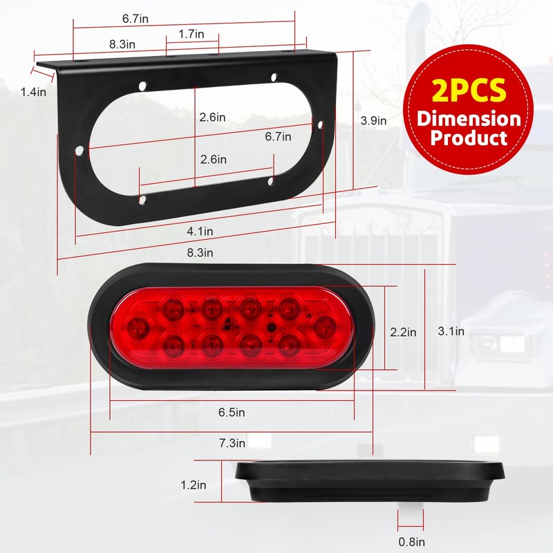 LIMICAR Oval LED Trailer Light Kit - 6" Tail Lights