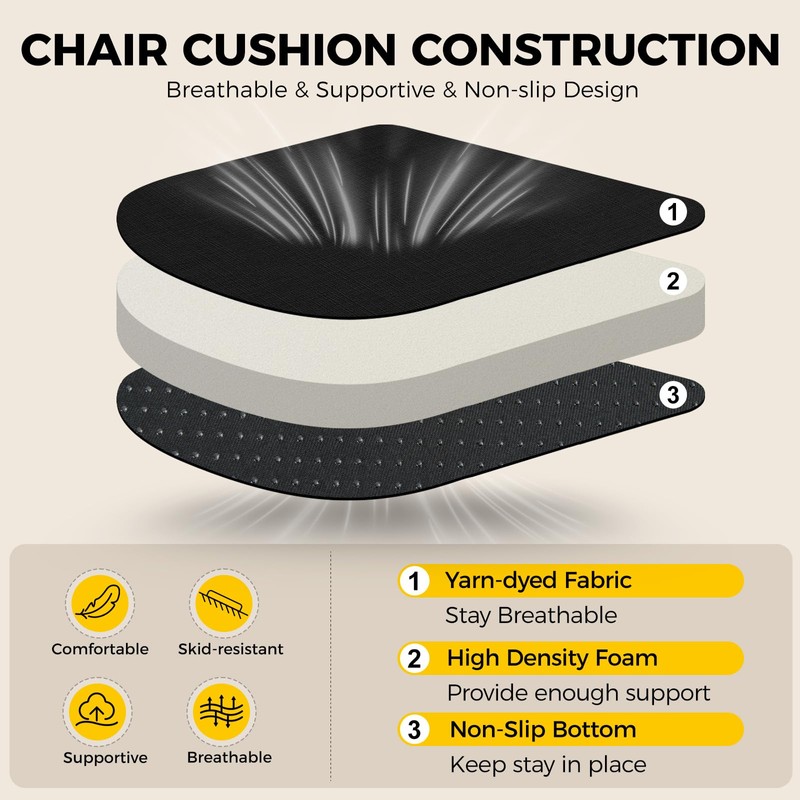 downluxe Indoor Chair Cushions for Dining Chairs, Soft and Comfortable
