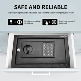 JUGREAT Top Opening Desk Drawer Safe with Induction Light,Electronic Digital Security Safe, Steel Construction Hidden with Lock,for Home Office Hotel Business