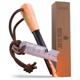 Bush Gear "Woodz" Fire Steel - Flint with Handmade Handle - Traditional Firesteel for Outdoor and Bushcraft Adventures