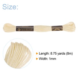 HARFINGTON 12 Skeins Embroidery Floss 8m Each Egyptian Long Fiber Cotton Cross Stitch Thread 26S/2x6 for Embroidery Projects Bracelet, Cream