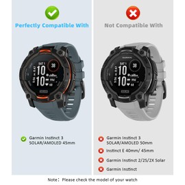 Astorgos 22 mm Rubber Sports Replacement Strap Compatible with Garmin Instinct 3 Solar 45 mm / Instinct 3 Amoled 45 mm, Waterproof Watch Strap Breathable Lightweight Strap Adjustable Sports Strap