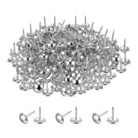 MECCANIXITY Upholstery Tacks for Furniture, 3/4 Inch (19 x 22mm) Metal Round Black Thumb Tacks for Wall Decorative Upholstery Nails DIY Project Home Decor (Silver, Pack of 90)