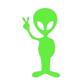 STICKER DAD Alien Peace Sign Vinyl Decal - Size:7", Color: Lime Green - Windows, Walls, Bumpers, Laptop, Lockers, etc.