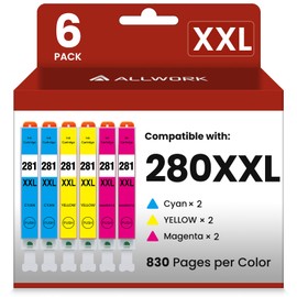 ALLWORK CLI-281XXL Compatible for Canon 281 TR8620a Ink Cartridges CLI-281XXL CLI-281 XXL to use with TR8620 TS7520 TS9520 TS9521C TR8520 TS6220 TS6320 TS8220 (6 Packs)