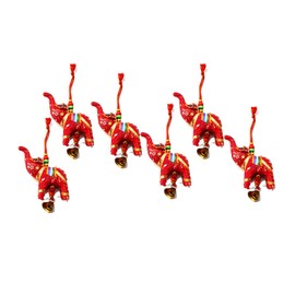 Rastogi Handicrafts - Juego de 6 adornos decorativos para colgar en el hogar, Navidad, multicolor, indio, tradicional (rojo)