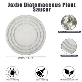 2PCS 8Inch Diatomaceous Earth Plant Trays, Jaxbo Plant Water Absorbent Trays, Plant Trays for Pots, Stone Quick Drying Tray Plant Plates to Catch Water Indoor Plants and Absorbent