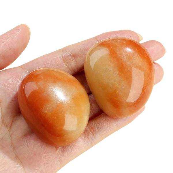 QINJIEJIE QINJIEJIE Yellow Jasper Crystal Healing Crystals 1.8-2.0" 2PCS Large