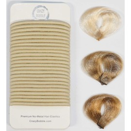 24 Pcs Crazy Bobble® Premium Non-Metal Hair Elastics Hair Bands 4mm Thick Hair Ties For Adults and Kids (Light Blonde)