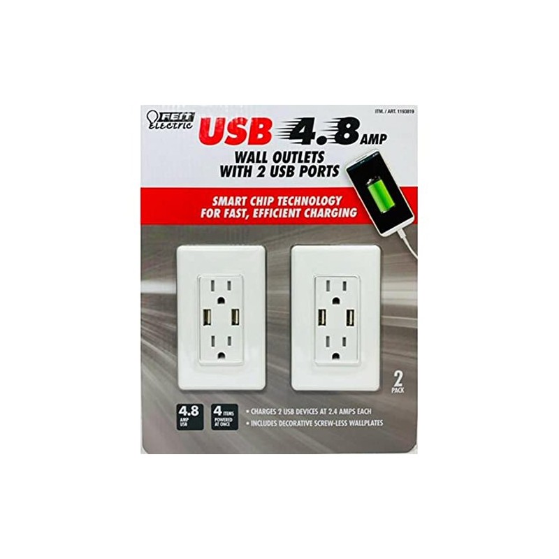 Feit Electric 2-Pack Tamper Resistant Wall Outlet 120V, with (2)