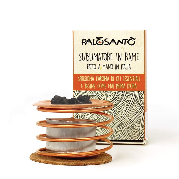 PALOSANTO - Palo Santo Copper Incense Burner - Sublimator Made in Italy for Lighting and Burning Resins and Essential Oils - Includes 2g of Palo Santo Natural Resin from Peru