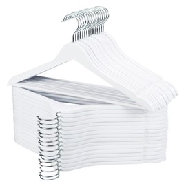 Edergoo Wooden Hangers 30 Pack, Non-Slip Wood Hangers with 360° Swivel Hook & Notches, Slim Coat Hangers for Shirt, Suit, Jacket, Dress, White