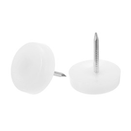 TOP-VIGOR 25Pcs Furniture Glides Nails, 17.5mm Plastic Furniture Feet Sliders, Chair Leg Floor Protector Pad for Chairs Sofa Table - White
