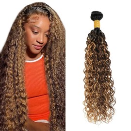 P427 Human Hair Bundles Ombre Highlight Bundle Water Wave Human Hair Bundles 22 inch #27 and #4 Wet and Wavy Bundle