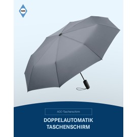 FARE Mini Pocket Umbrella - Premium Umbrella Opens Closes Automatic Flexible Windproof Stable Compact Waterproof Brand Umbrella 60 Years Experience from Germany, gray, Modern