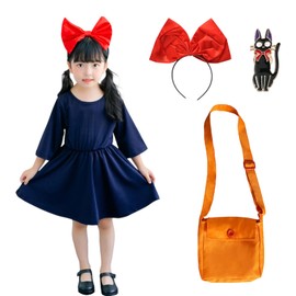 Alaiyaki Kids Girls Halloween Witch Costume, Dress, Cute, Costume, Witch Cosplay, Headband Included, Hair Ornament, Bag Set, Events, Cultural Festivals, Parties, Photos, Present, Amusement Park