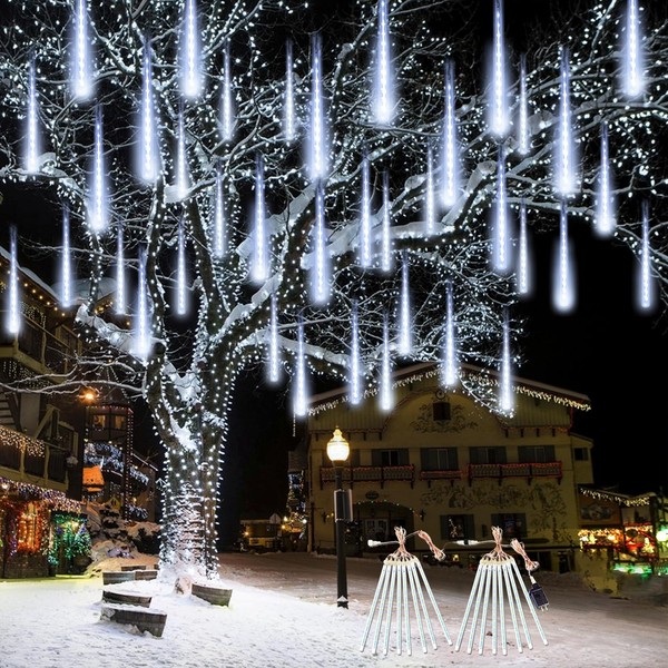 2-Pack Christmas Decorations Lights Outdoor, Total 384LED Meteor Shower Lights