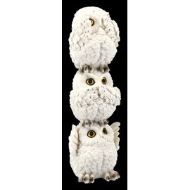 Three Wise Snow Owls Figures See Nothing, Hear Nothing, See Nothing as Totem Animal Figures, Decorative Items, Decorative Figure, Height 20 cm