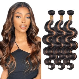 18 20 22 Inch P1B30 Bundles Highlight Body Wave Human Hair Bundles Fb30 Brown Bundles Two Tone Black And Brown Bundles Ombre Body Wave Bundles Hair Weave 300G