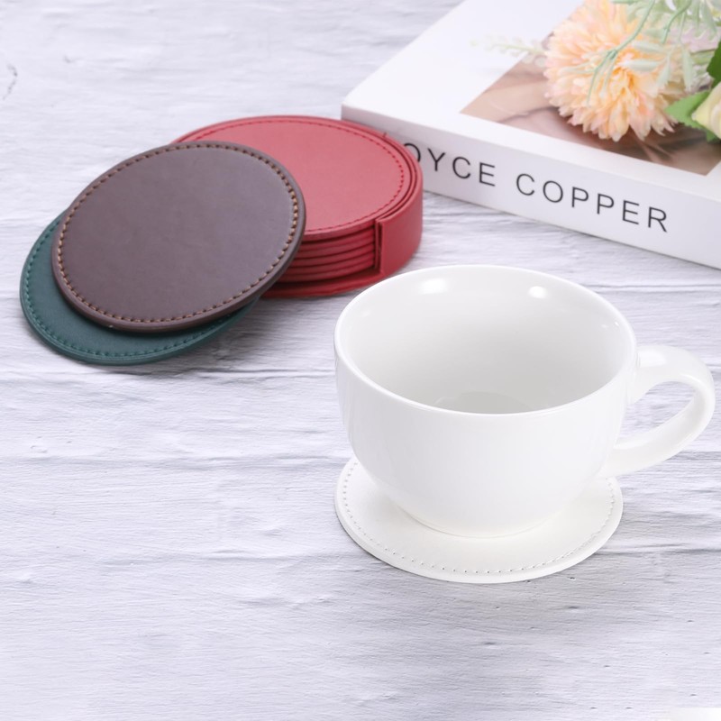 sourcing map 1 Set Leather Coasters for Drinks, Drink Coasters