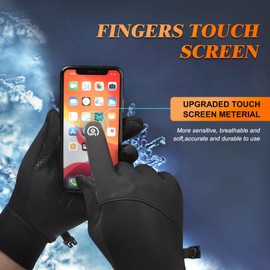 CRAZY SHARK Winter Thermal Gloves, Windproof Water-Resistant Gloves Anti-Slip Touch Screen Cycling Gloves for Men Women Hiking Climbing Riding Bike Outdoor Sports