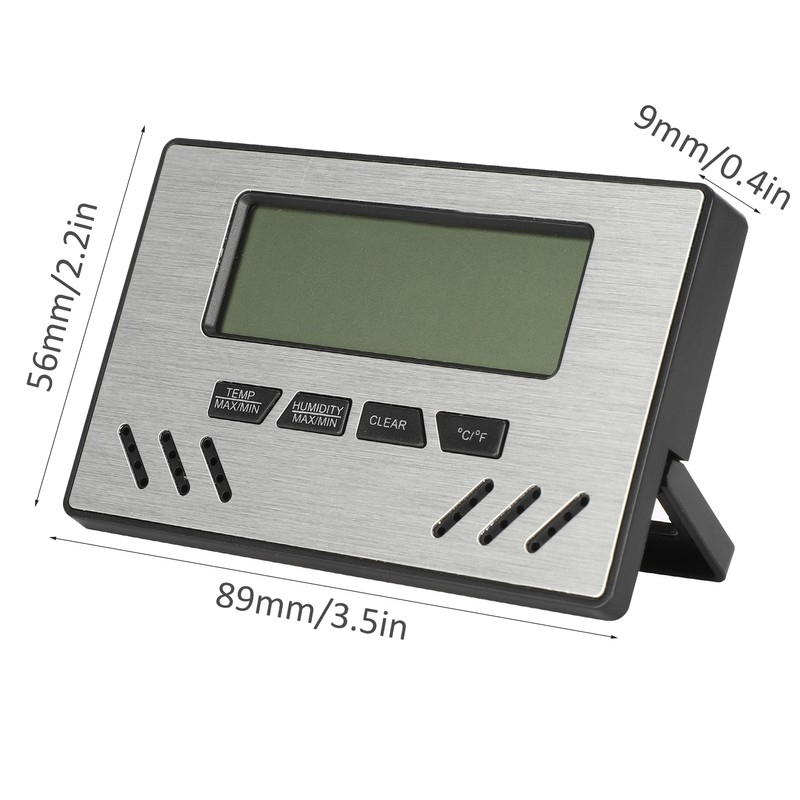 Indoor Cigar Hygrometer Thermometer DualDisplay Humidity Temperature Meter Device Tool(Silver
