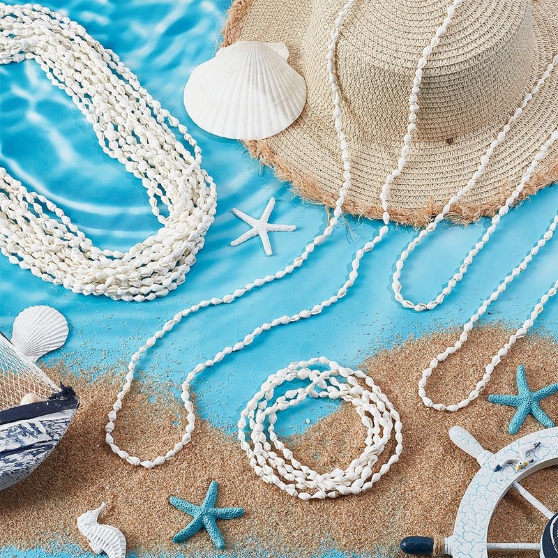 PH PandaHall 60 inch White Shell Necklace Shell Leise Hawaii