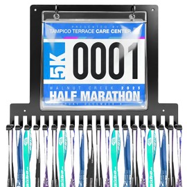 KAZLIE Medal Hanger and Bib Display for Runners, Marathon Medal Holder Display Gifts for Runners Athlete Luxurious， Holds up to 50 Medals, 40 Race Bibs,Gifts for Runners Athlete Luxurious